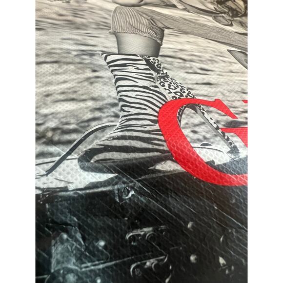 GUESS Reusable Tote Bag Maya Brynne Norman Black White Red Logo 15x15.5x6 - Picture 3 of 7